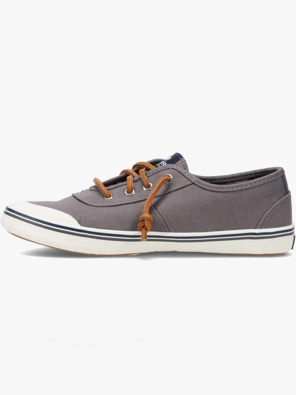 Sperry Gray Canvas Women's Boat Shoe with Tan Laces